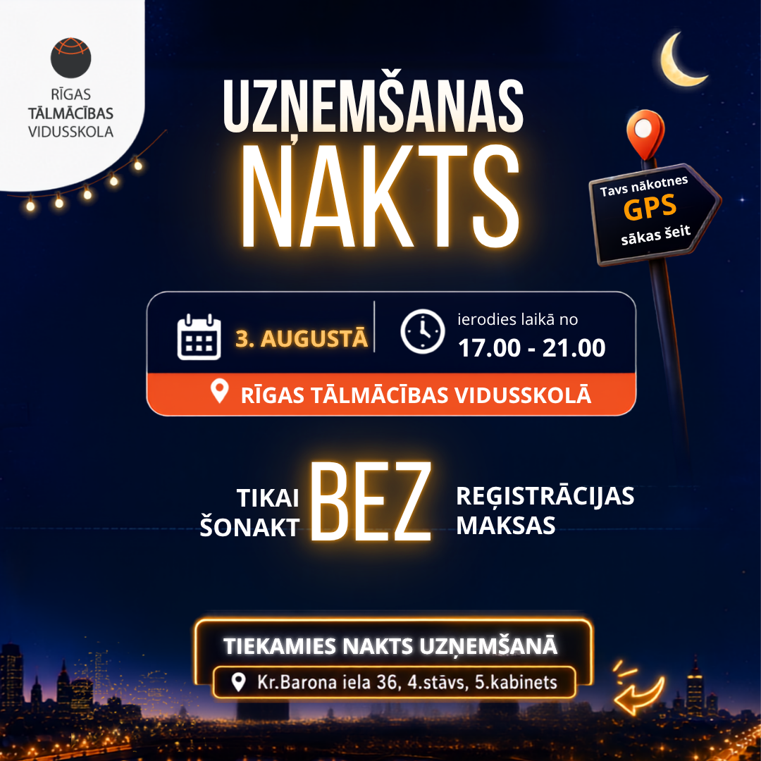 Rīgas Tālmācības vidusskolas uzņemšanas nakts 3. augustā