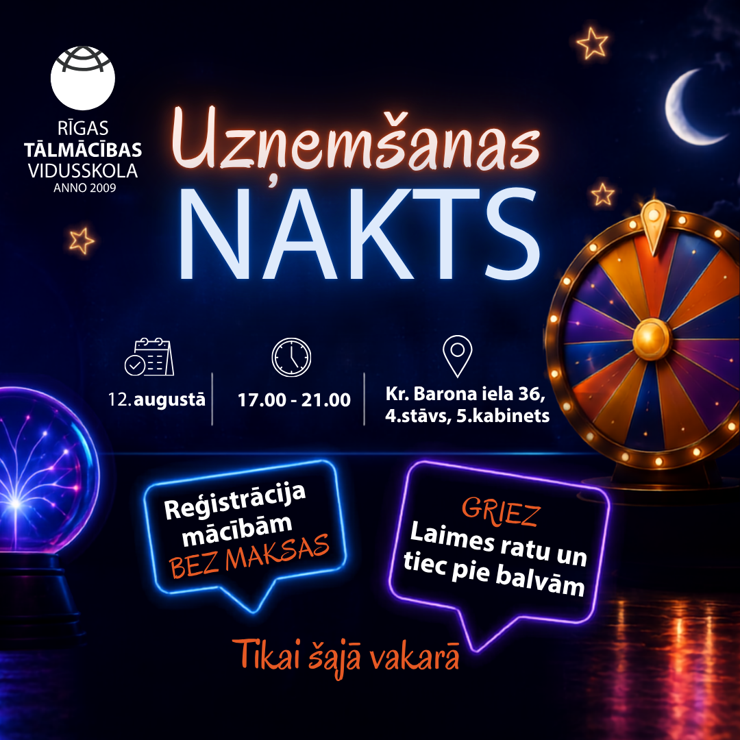 40% atlaide mācību maksai Rīgas Tālmācības vidusskolā